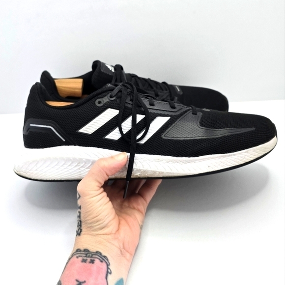 AdidasRunFalcon 2.0 black white sporty running sneakersMENS 12